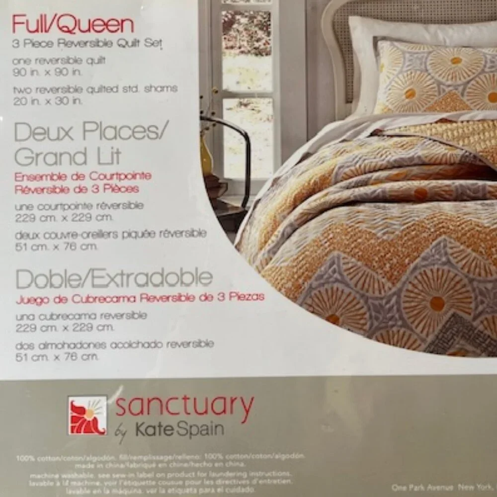 Sunnyside 3-Piece 100% Cotton Reversible Quilt Set – new - Picture 3 of 9